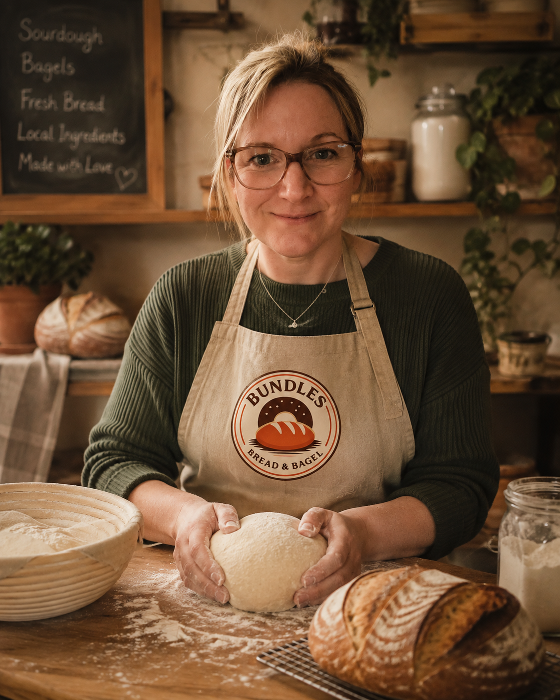 Bundles Bread & Bagel baker making sourdough